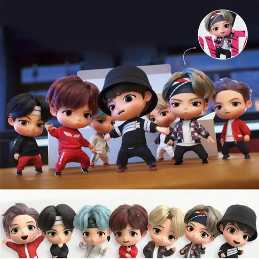 7pcs/set Bangtan Boys Groups Rm Jin Suga Jhope Jimin V Jungkook Doll Model Toy Action Figure