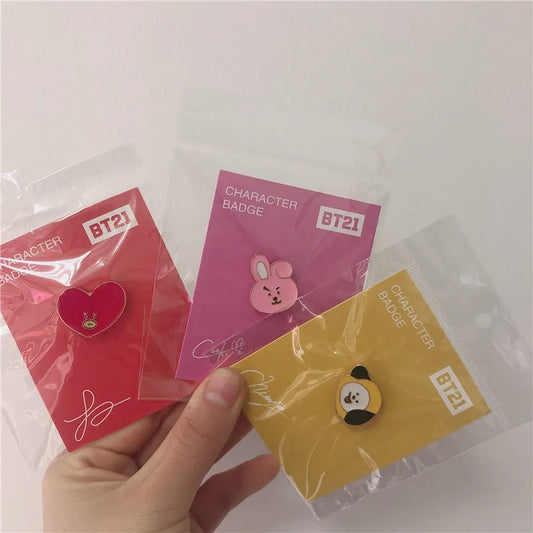 Kawaii BT21 Brooch Jewelry Anime Peripheral Acrylic Badge Cute Cartoon Clothing Accessories Birthday Gift