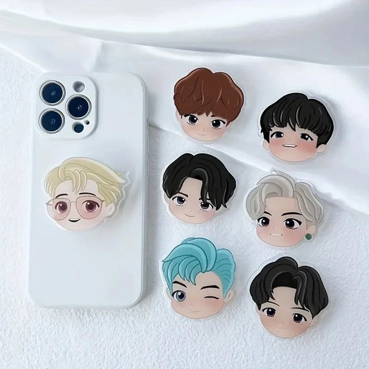 Korean Popular Idol Boy Group Phone Stand Acrylic Socket Grip Holder Retractable Lazy Stand Anime Character Phone Holder
